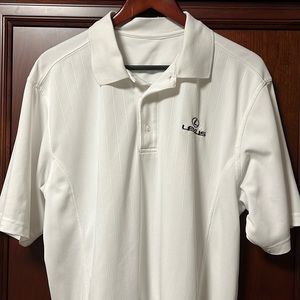 Performance Lexus Classic White Tone on Tone striped lined Golf Polo Shirt!